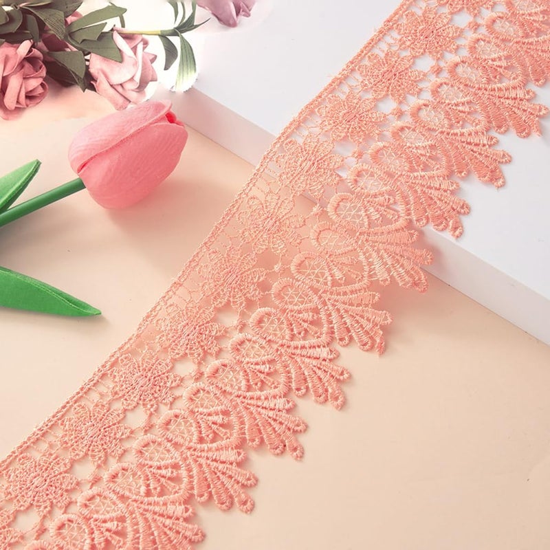 7.5 Yards Floral Lace Edge Trim 9CM Clothing Lace Width Europe Chips Pattern Inelastic Embroidery Trim for Sewing Making, DIY Crafts, Gift Wrapping, Wedding Decor (Light Yellow)
